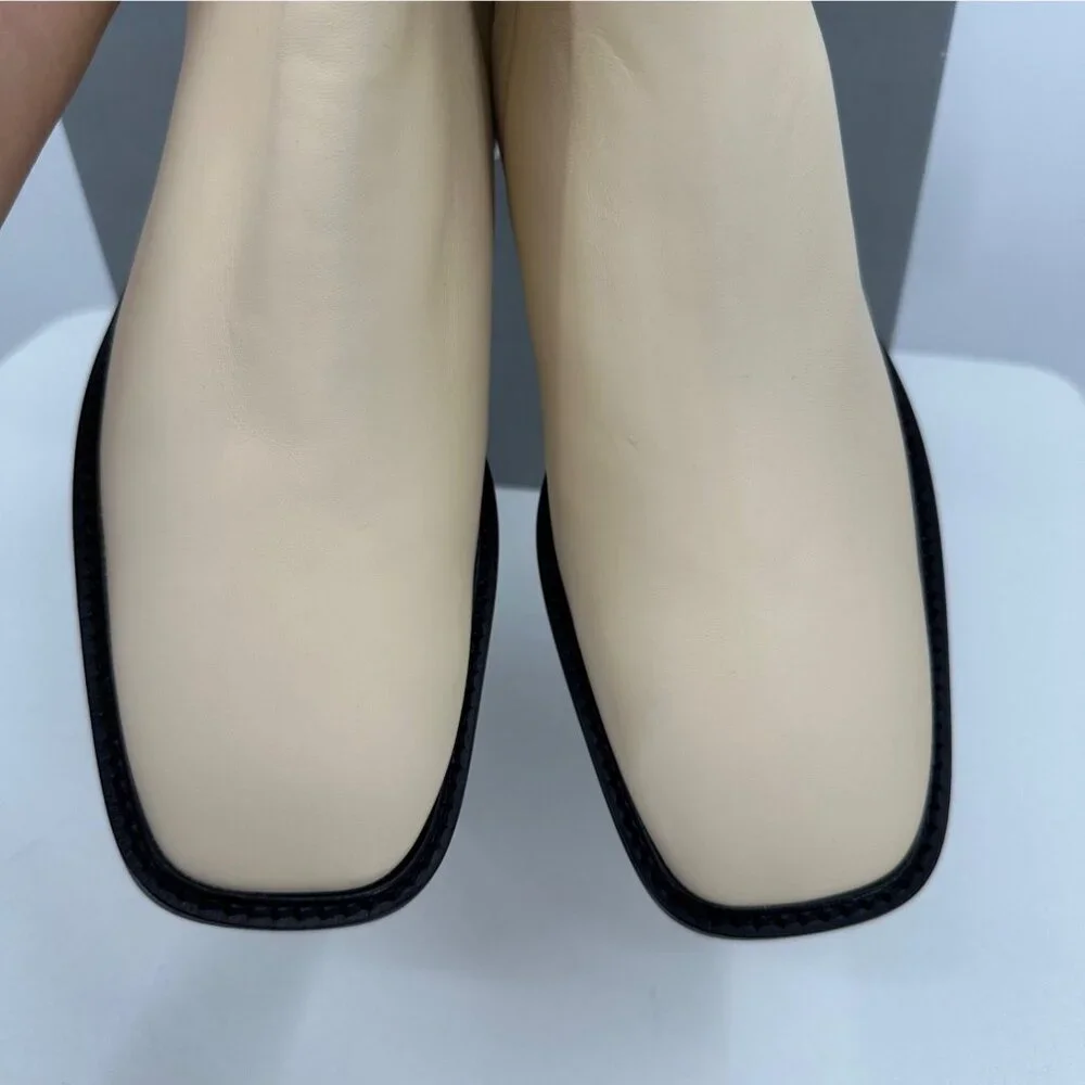 Everlane The City Boot in Cream Leather 8.5 Women's Side Zip Block Heel Ankle - Picture 6 of 9